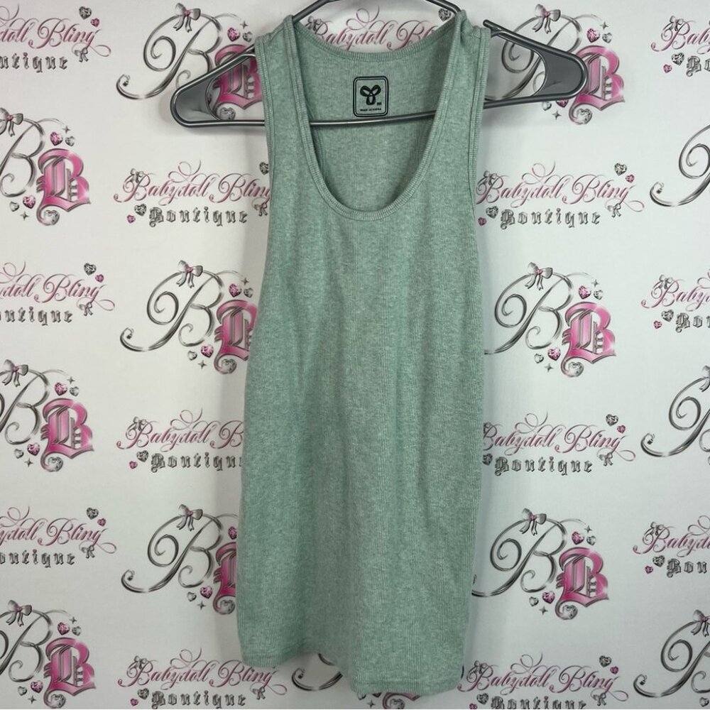 TNA tank top ribbed mint green blue racer back shirt Heather Gray Tank Top